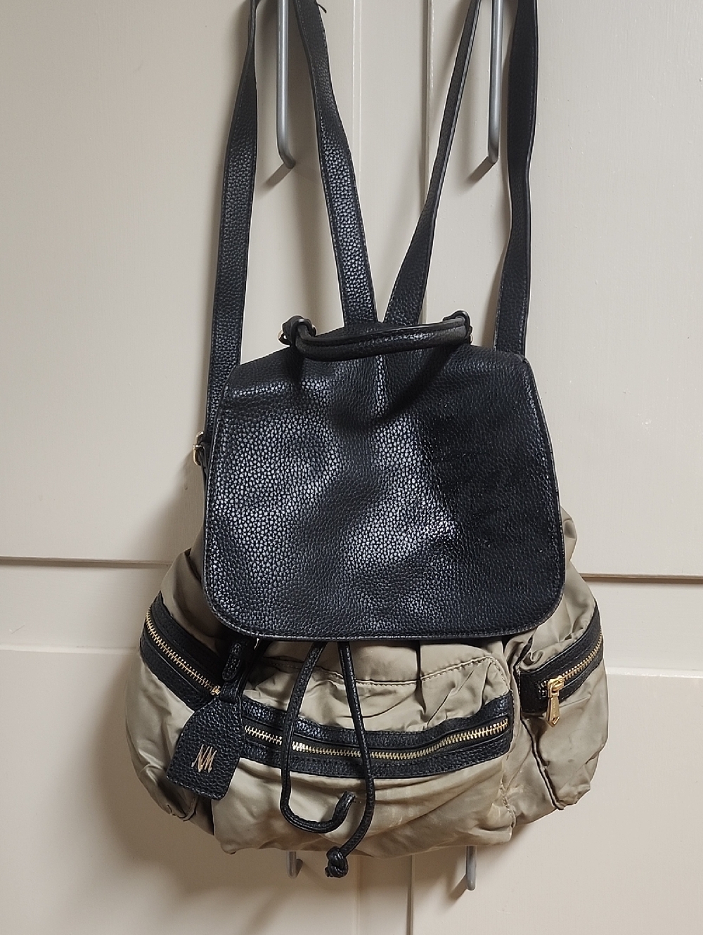 Neiman marcus Black & Kakhi  Backpack  - Stylish Everyday Bag